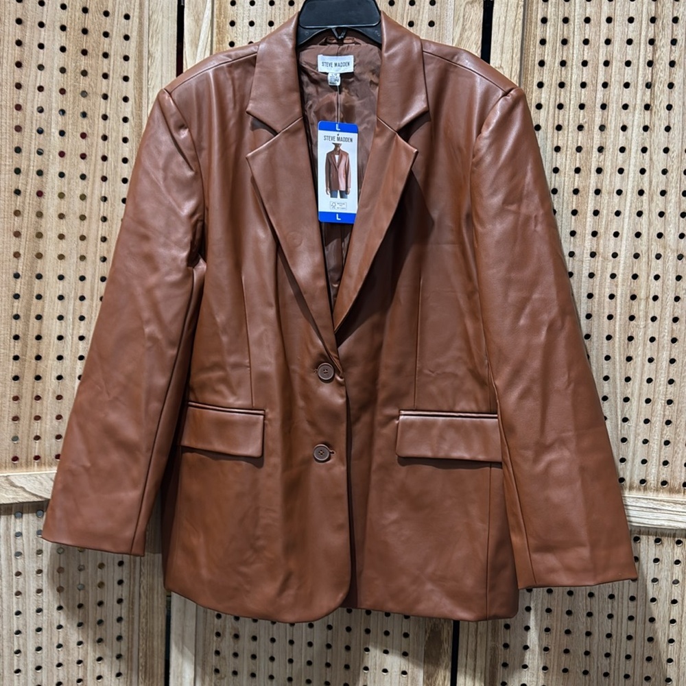 NWT Steve Madden Ladies' Faux Leather Blazer - Picture 5 of 8